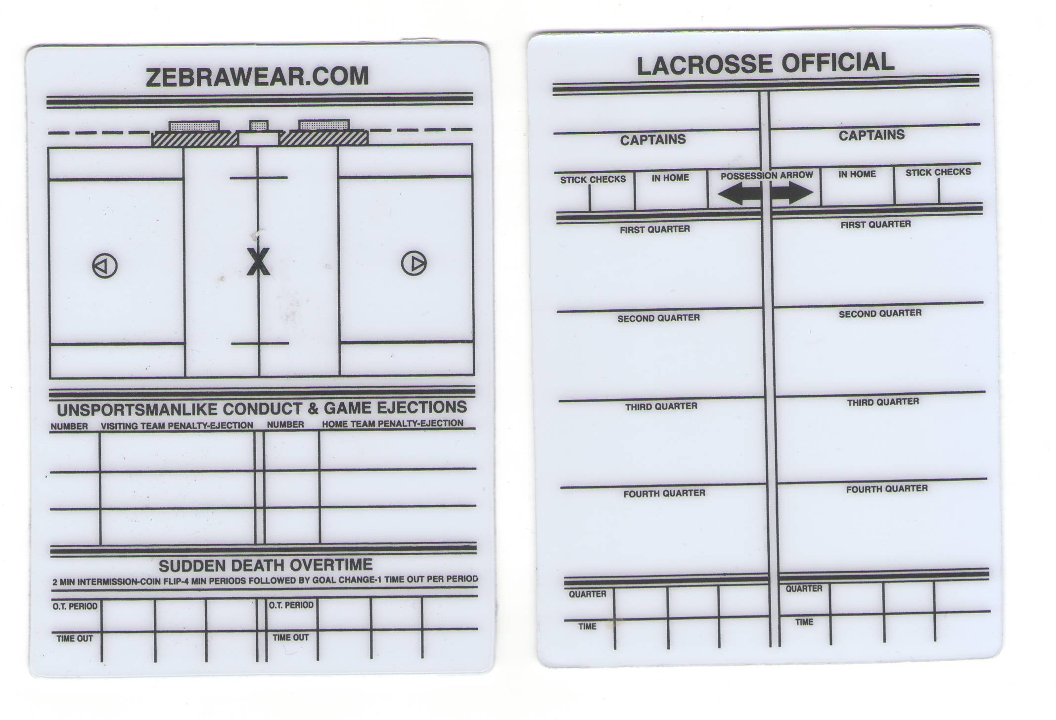 Lacrosse Plastic Ref Card